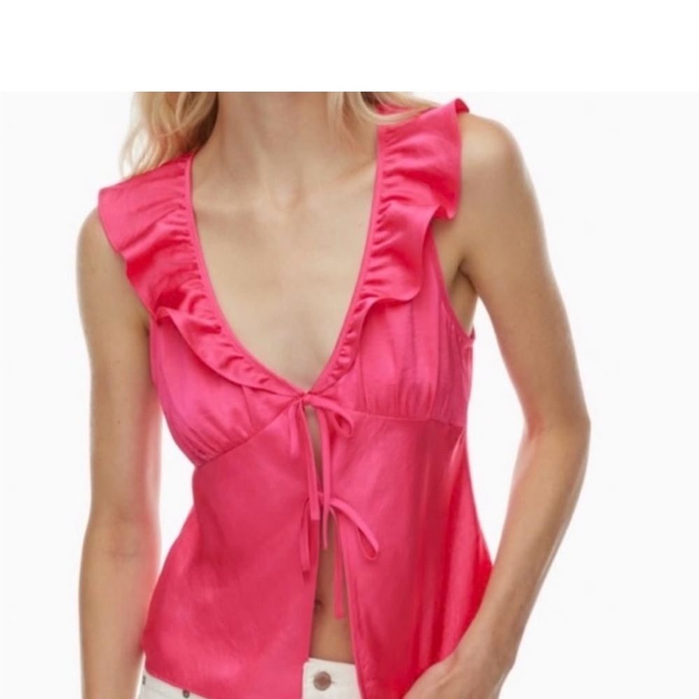 Aritzia Pink Ruffle Blouse